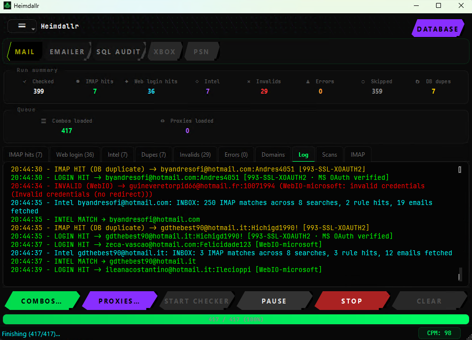 Heimdallr live scan dashboard